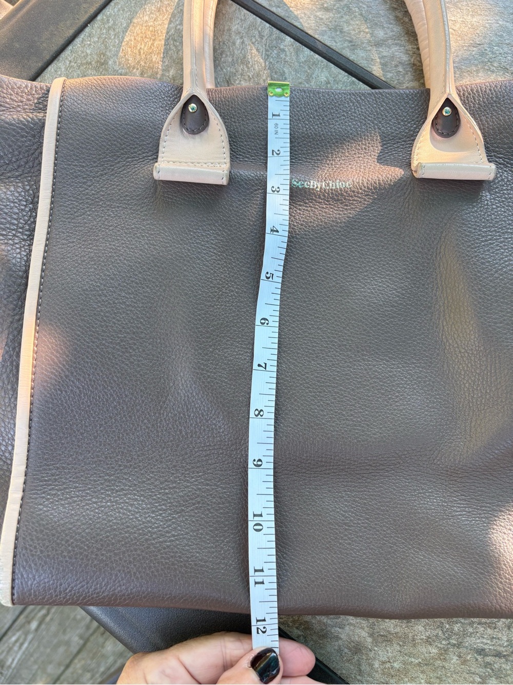 See By Chloe Brown Leather Tote with Cream Trim - Picture 8 of 13
